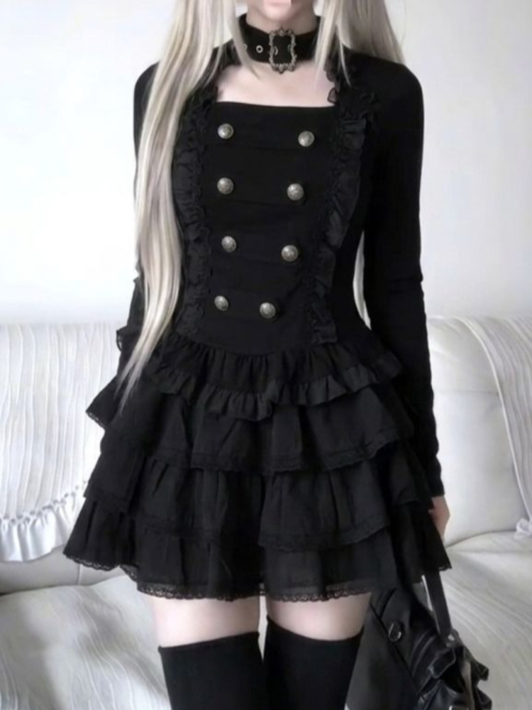 Elastic Lace Trim - Set 2-potong Gothic Harajuku Lolita Wanita