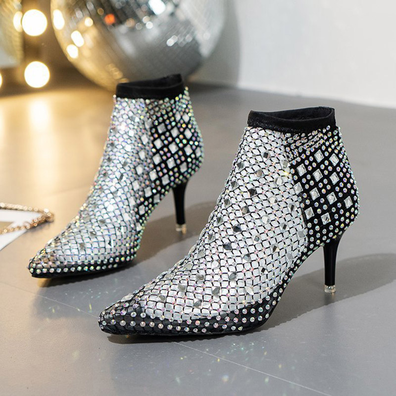 Crystal Mesh Fabric - Sepatu Bot Sandal Jaring Musim Panas