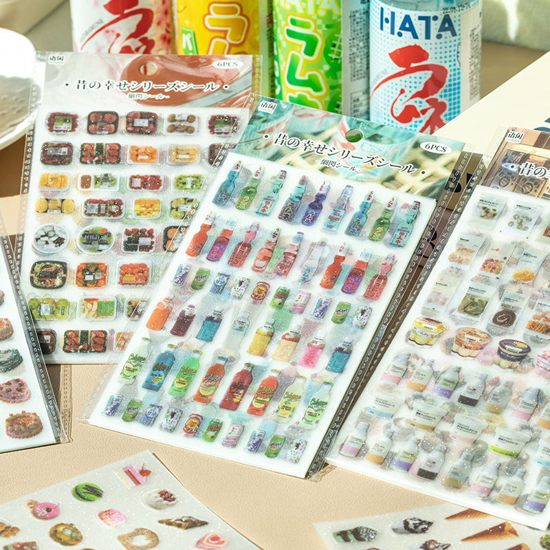 Embellishments For Scrapbooking - 6 Lembar Stiker Tema Makanan Ringan