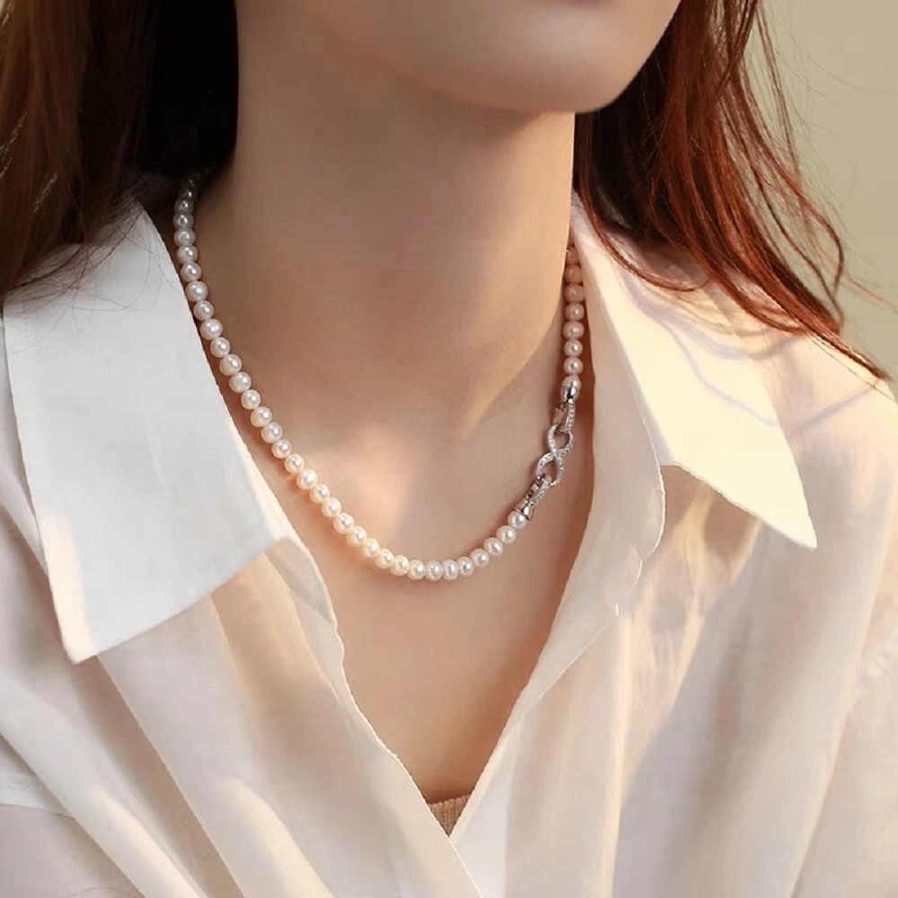 Kalung Mutiara Alami Akoya AAA - Pearl Trim Chain ulasan dan harga