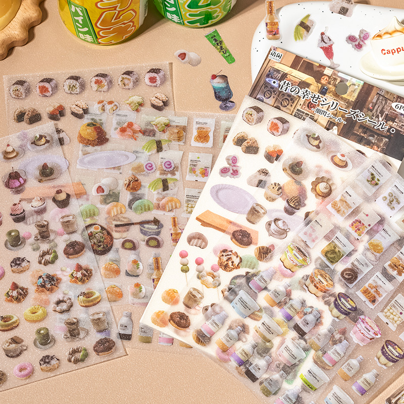 6 Lembar Stiker Tema Makanan R - Embellishments For Scrapbooking ulasan dan harga