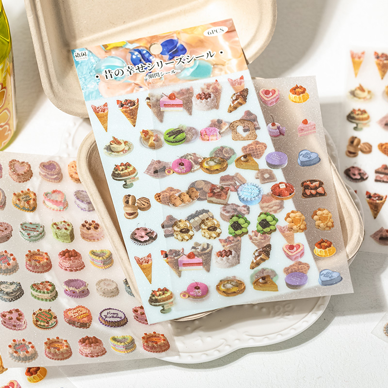 6 Lembar Stiker Tema Makanan R - Embellishments For Scrapbooking ulasan dan harga